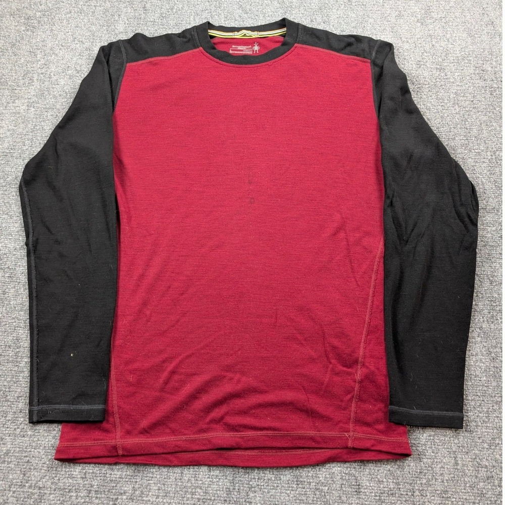 Smartwool Merino 250 Base Layer Mens Large Red Black Colorblock *flaw*